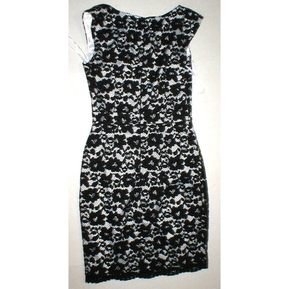 NWT 4 New French Connection Lace Dress Black White Womens Flowers SS Lined Sheat - Picture 4 of 6